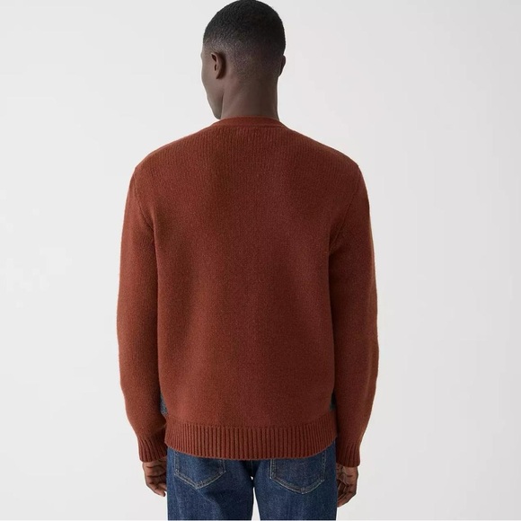 NWT J.Crew Wool V Neck Cardigan Sweater With Harris Tweed Deep Redwood M - Picture 3 of 11